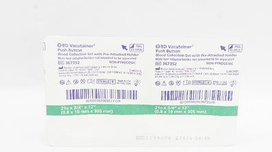 BD 367352 Vacutainer Push Button Blood Collection Set 21G x 3/4inch x 12inch